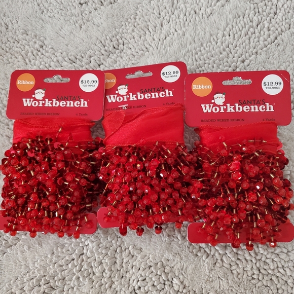 Jo Ann Stores | Office | Vtg Nip Lot Of 3 Red Gold Dangle Beaded Wired ...